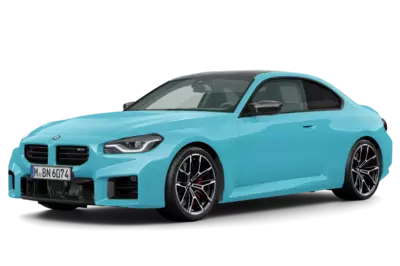 Ein freigestelltes BMW M2 Coup&eacute; in der Farbe Borusan Turkish Blau.