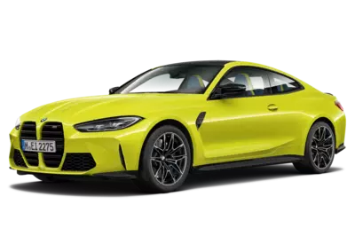 Ein freigestelltes BMW M4 Coup&eacute; in der Farbe Sao Paulo Gelb.
